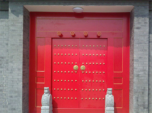 故城中国传统四合院系列朱红色中式木制大门木作
